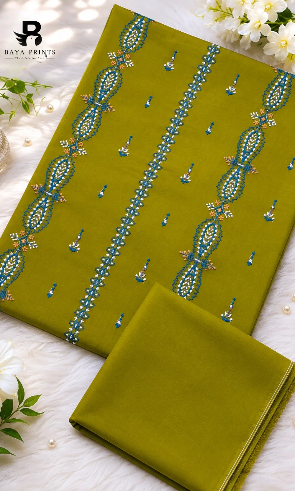 2PC Premium Embroidered Lawn |Unstitched | Breez