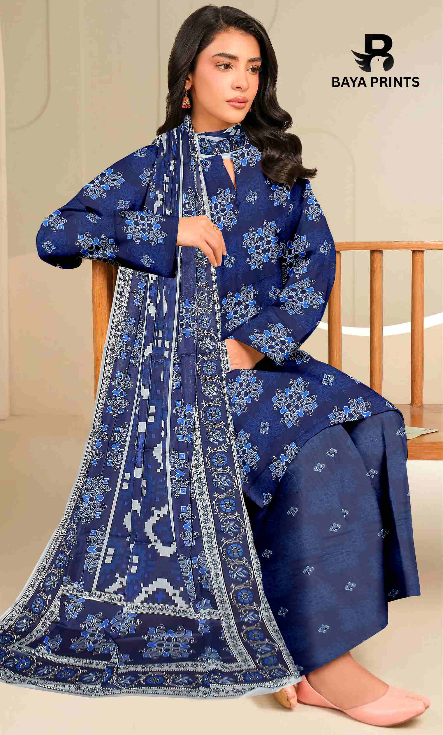 3 Piece Unstitched Printed Lawn Suit -BP-V24-4