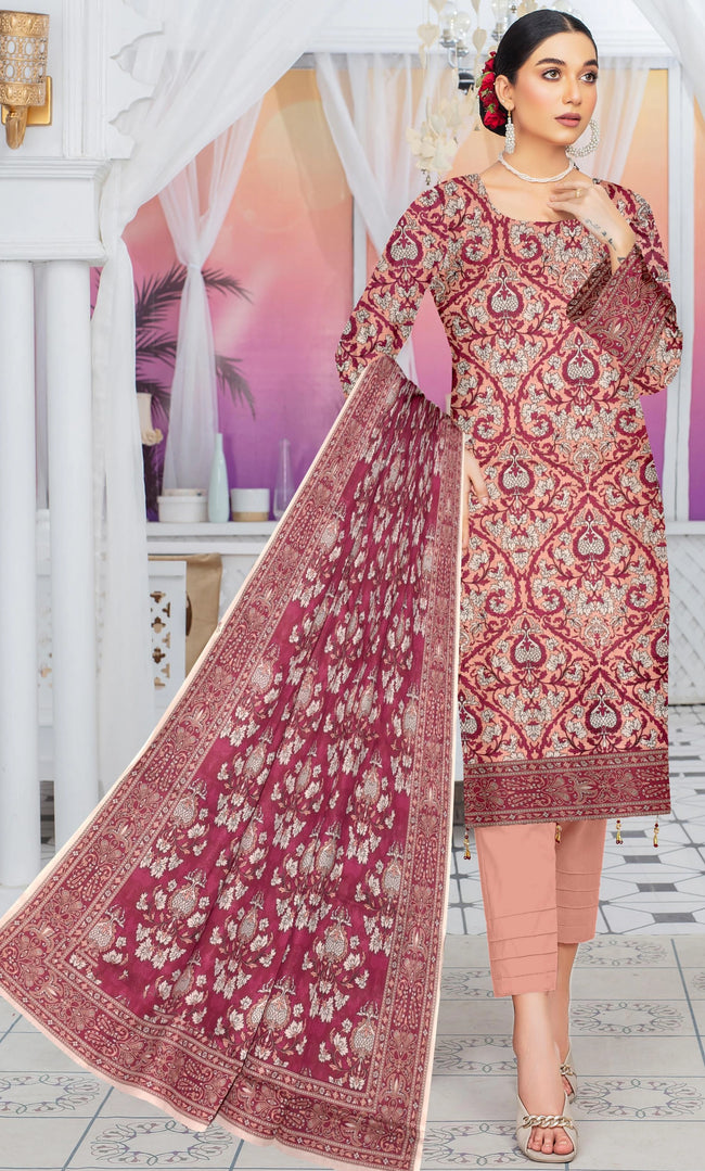 3 Piece Printed Unstitched Lawn Suit | SE-B-04 Hover Image