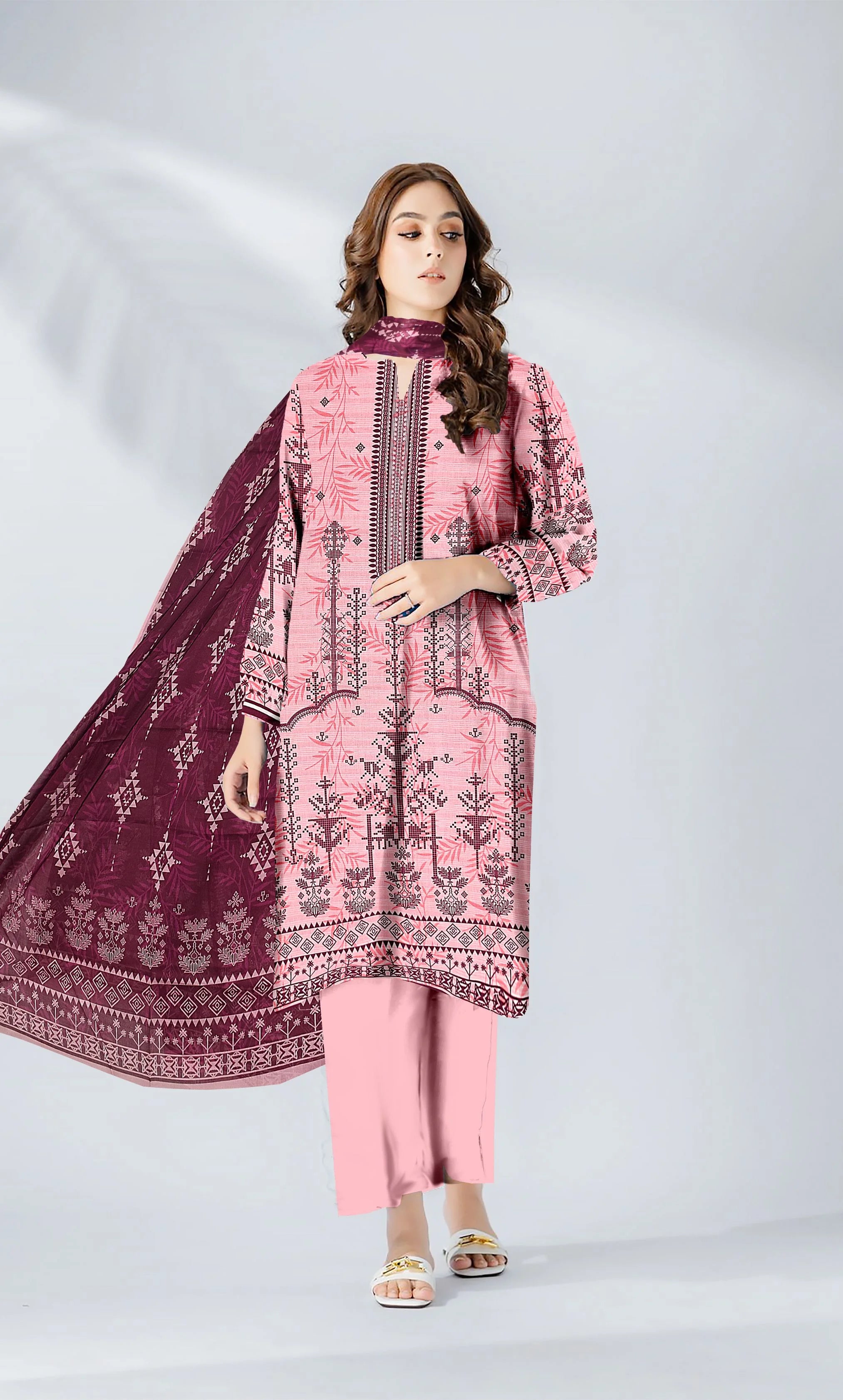 3 Piece Unstitched Lawn Suit -Merium's Exclusive