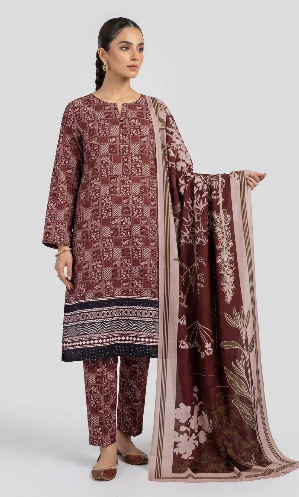 3 Piece Unstitched Printed Viscose Suit-BA-V11