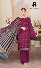 3 Piece Unstitched Karandi Suit BA-V8-12