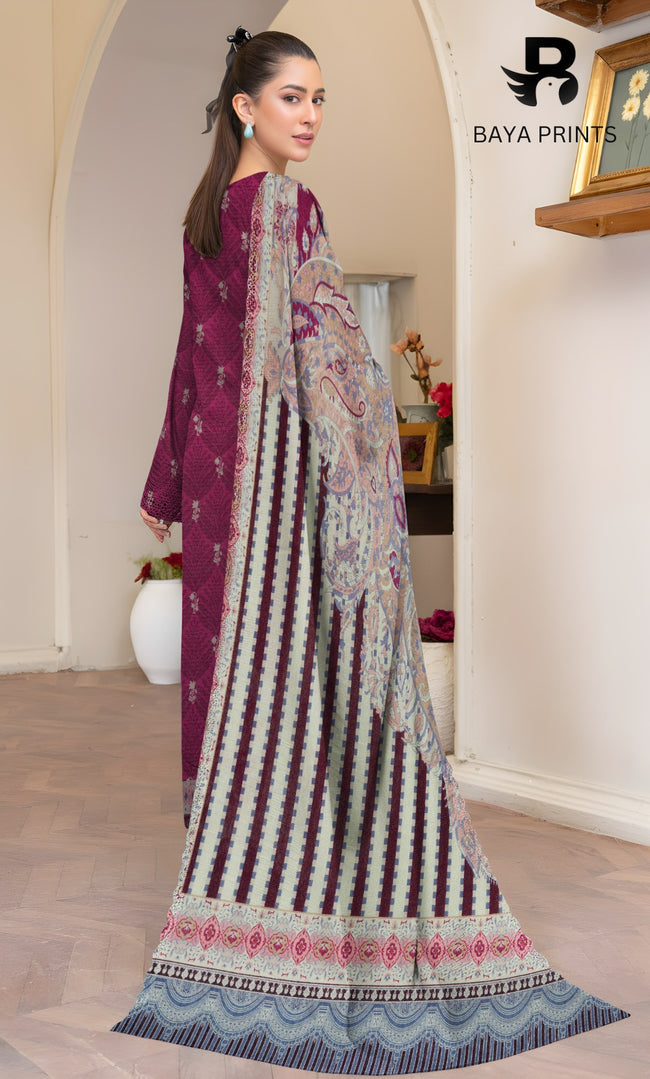 3 Piece Unstitched Karandi Suit BA-V8-12 Main Image