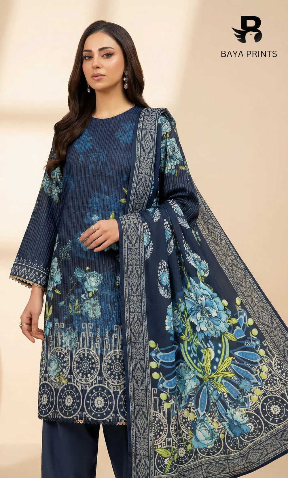 3PC Fine Line Woven Lawn -Unstitched | NK-V9-07