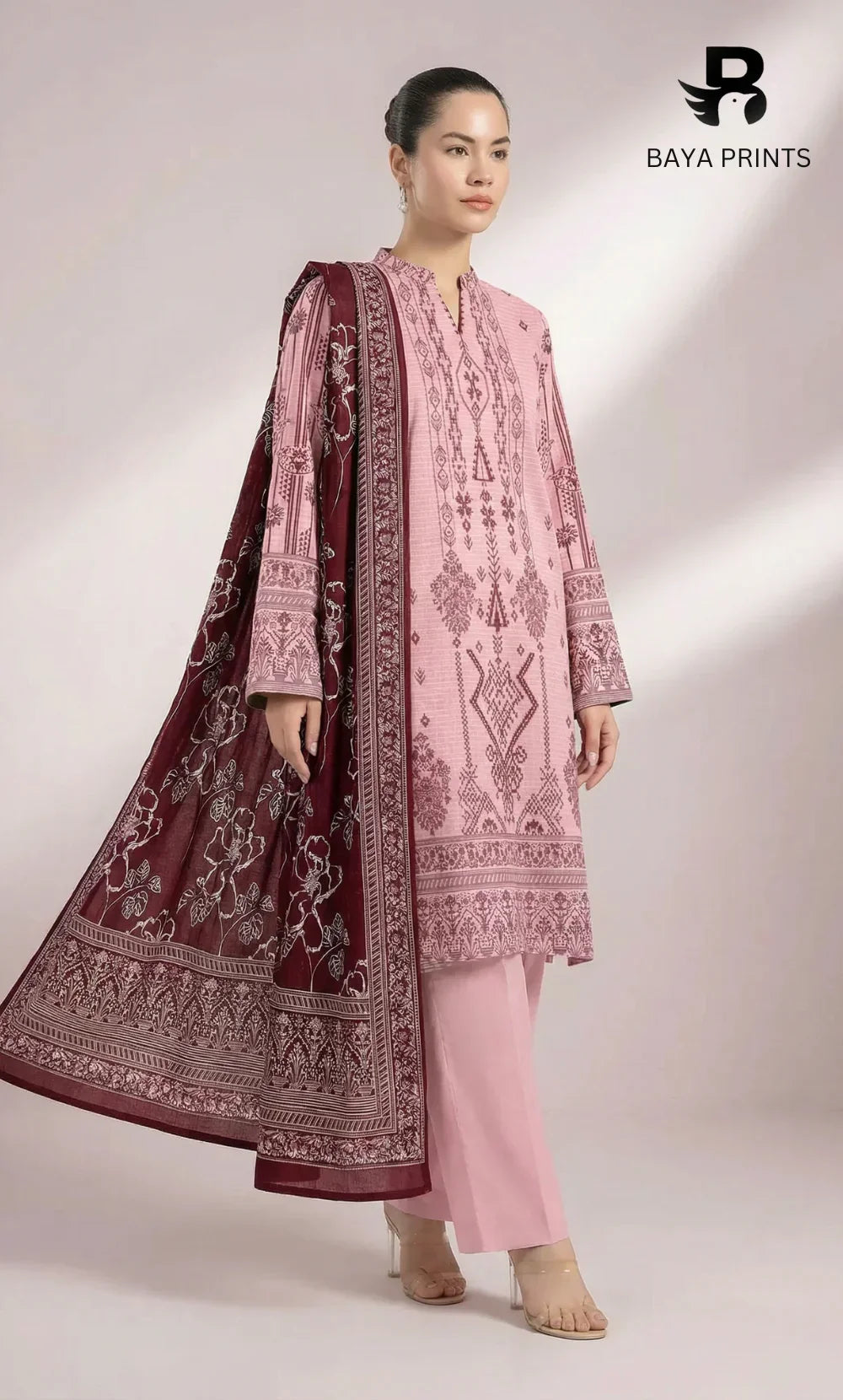 3 Piece Unstitched Printed Dobby Lawn Suit -BA-V19-08