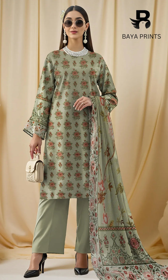 3 Piece Unstitched Karandi Suit BA-V10-14 Hover Image