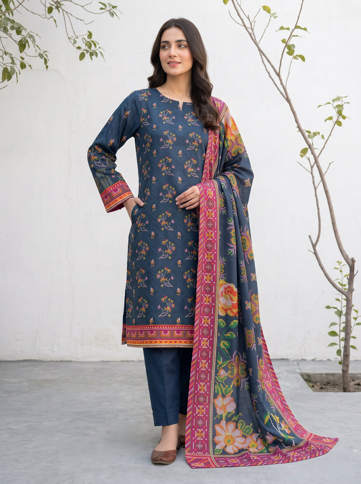 Unstitched Khadder 3-Piece blue Vol:113