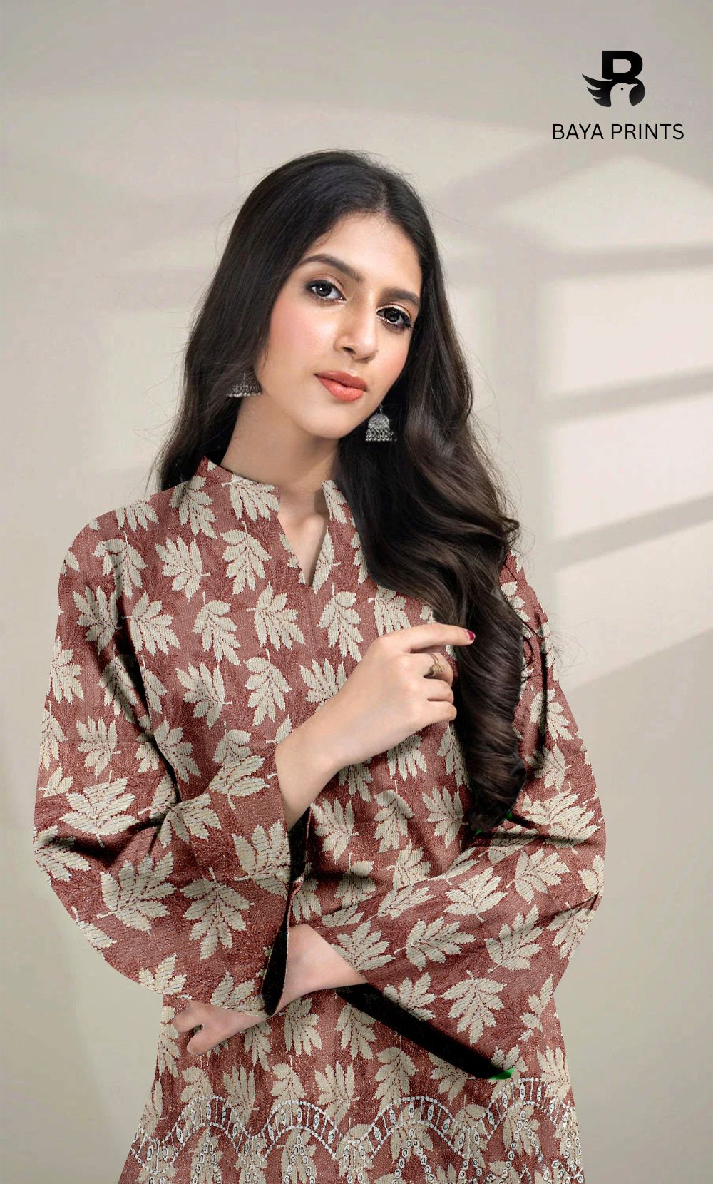 2-Piece Unstitched Dhanak Printed Suit with Embroidered Border-DE-V1-05