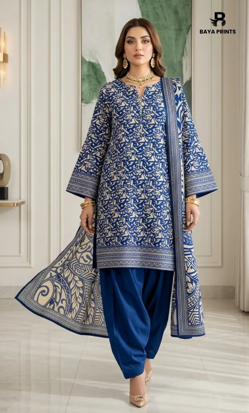 3PC Printed Lawn | Unstitched | BA-V25