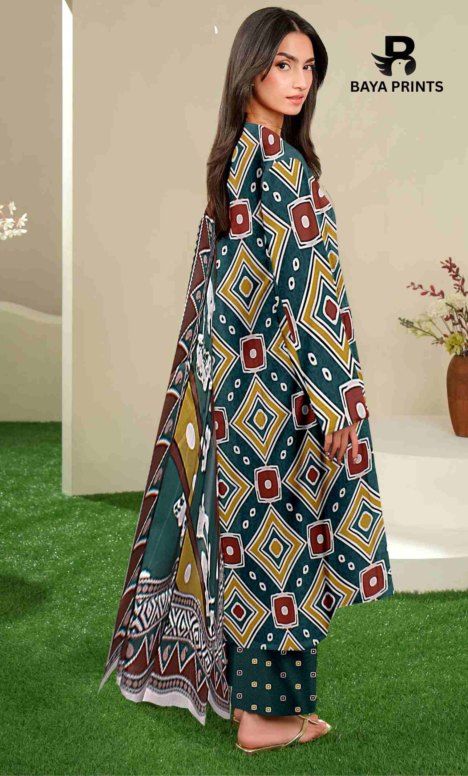3 Piece Unstitched Printed Lawn Suit -BP-V24-5