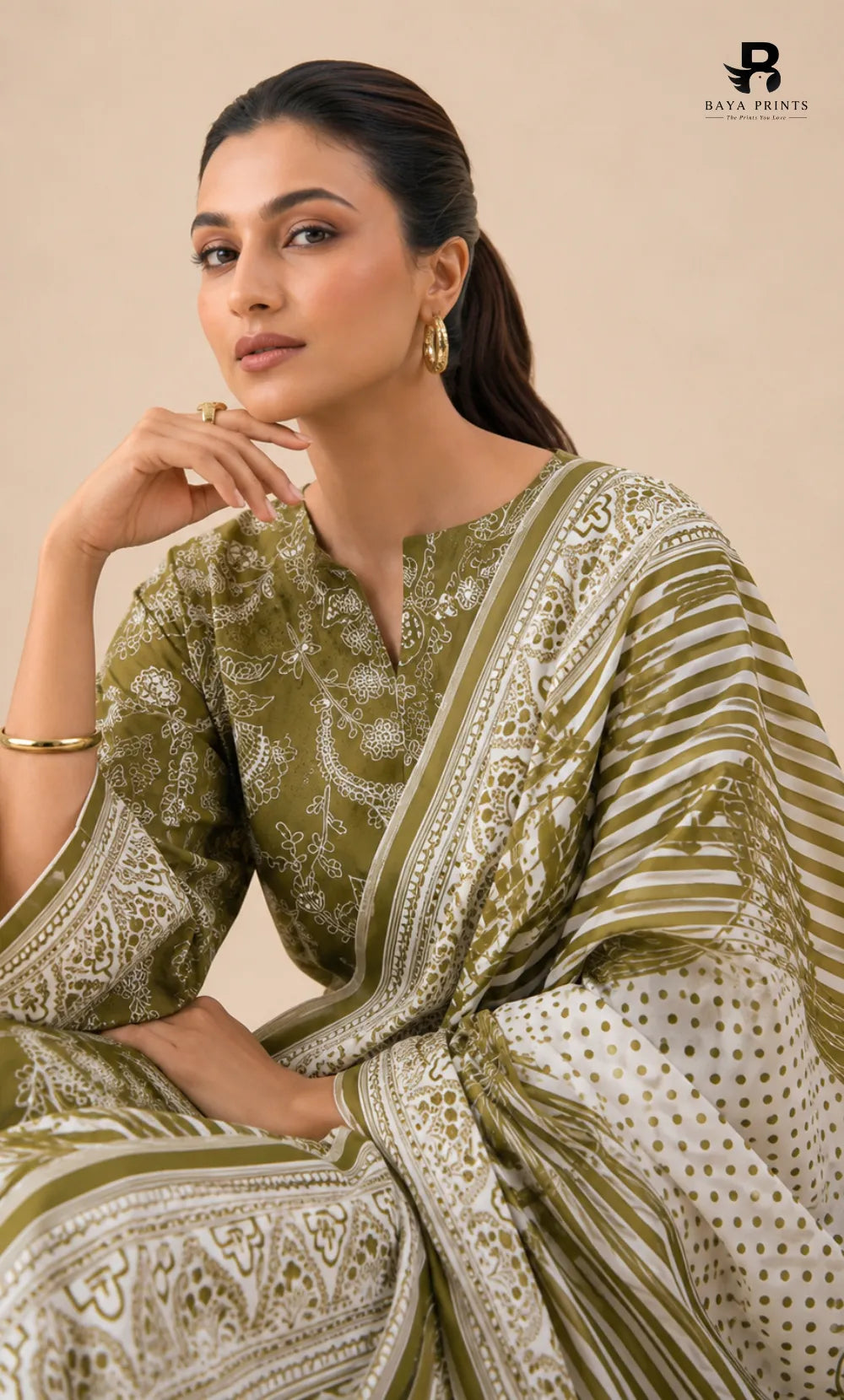 3PC Printed Linen | Unstitched | BA-V1-05