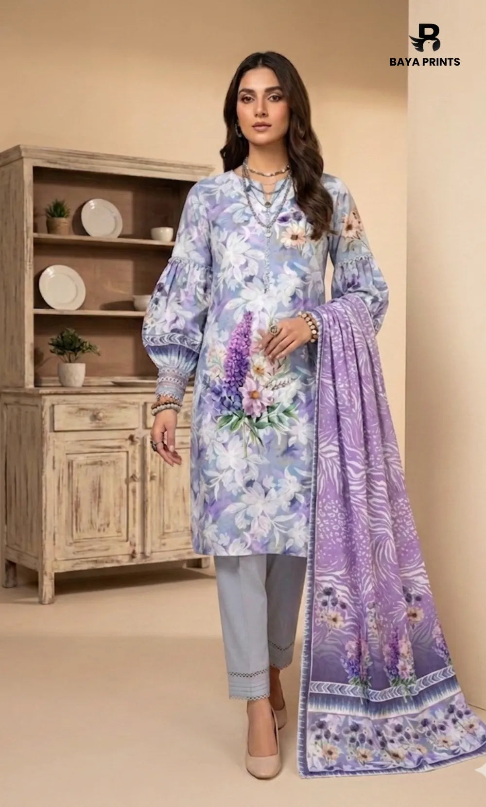 3PC Printed Doria  Lawn | Unstitched | BA-V27