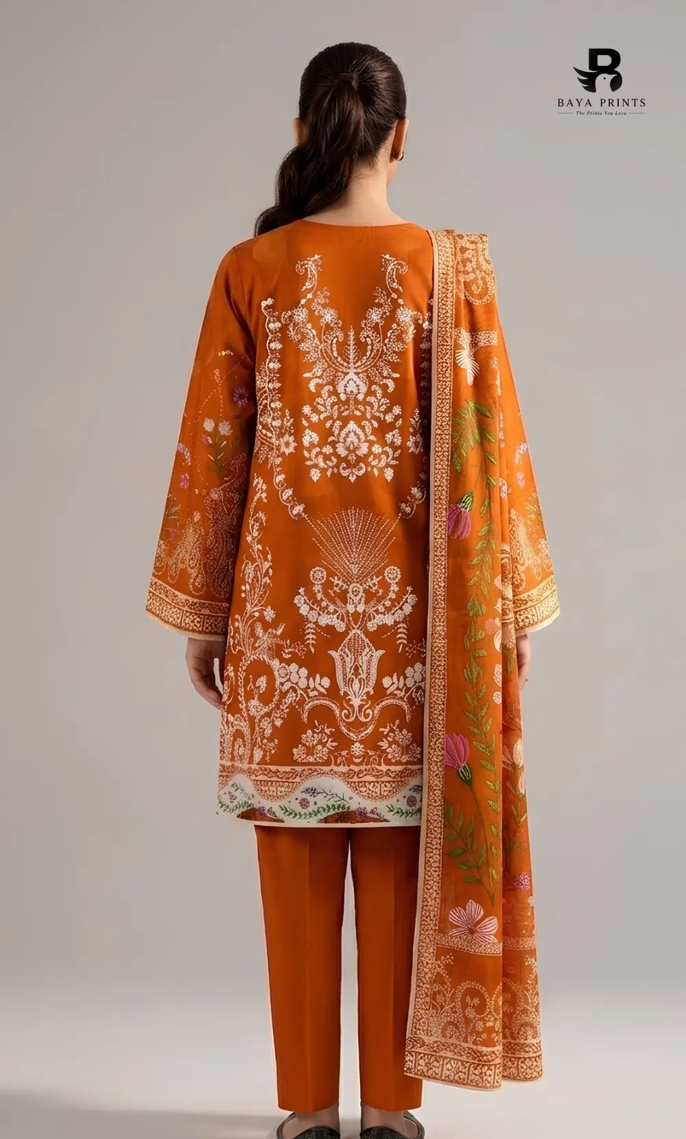 3PC Printed Lawn | Unstitched | M.B |V-2