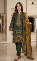 3PC Printed Linen | Unstitched | BA-V2-03