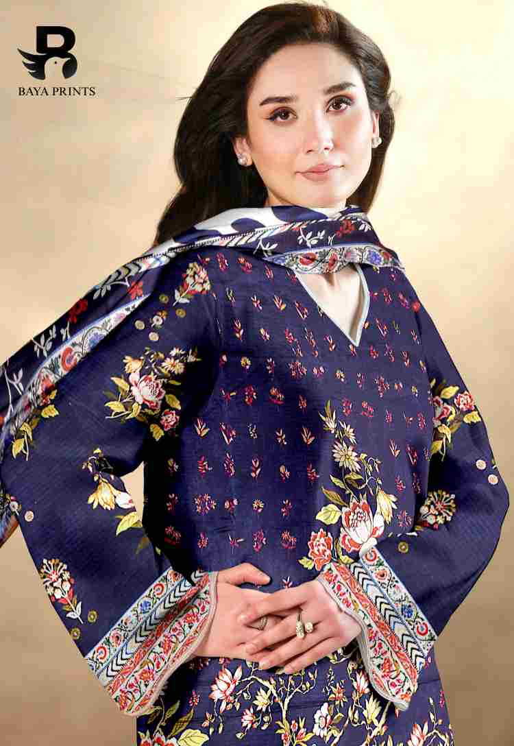 3 Piece Unstitched Printed Doria Viscose Suit  - BA-V2-004