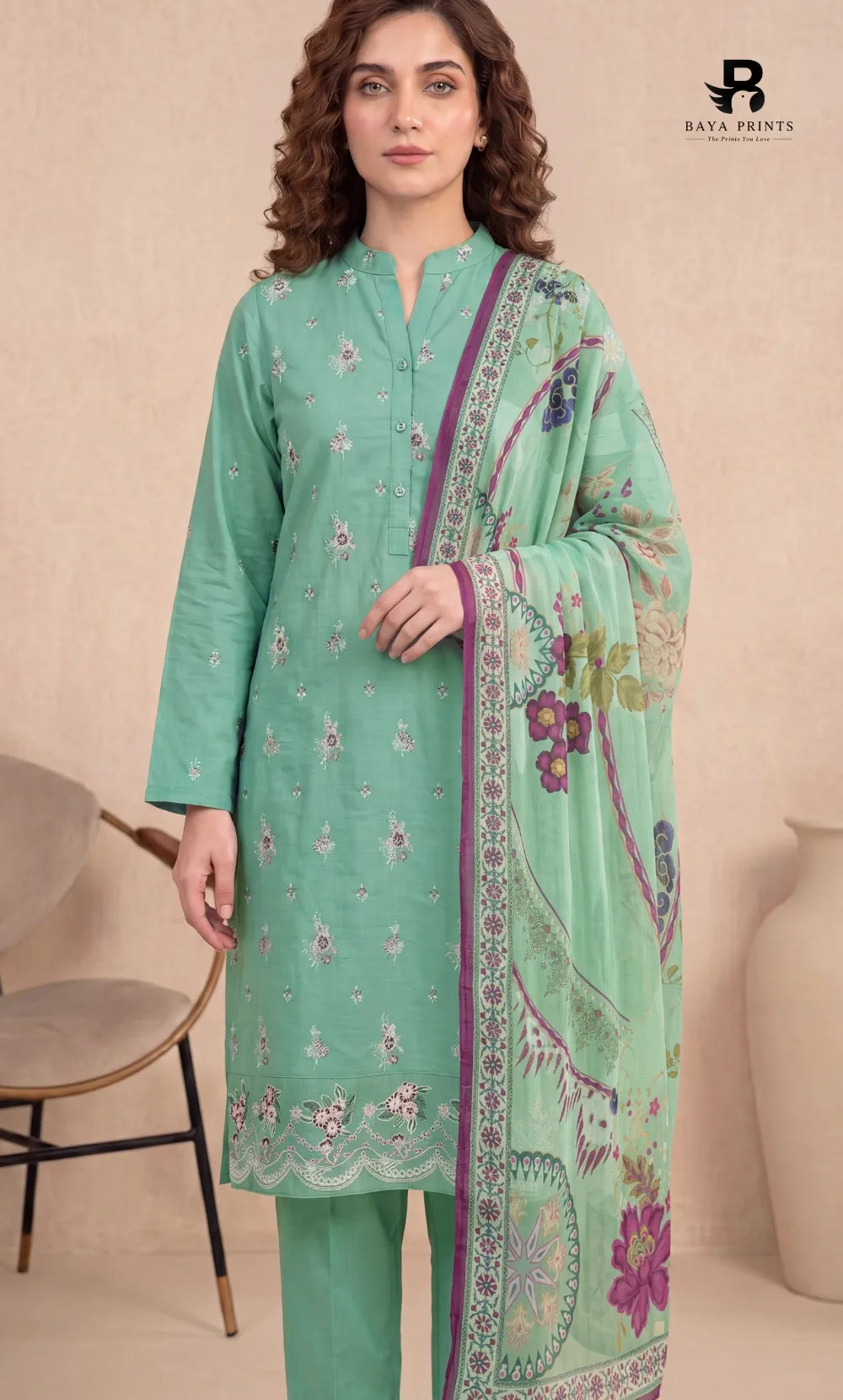 3-Piece | Unstitched Luxury Embroidered Lawn Suit | Nayab