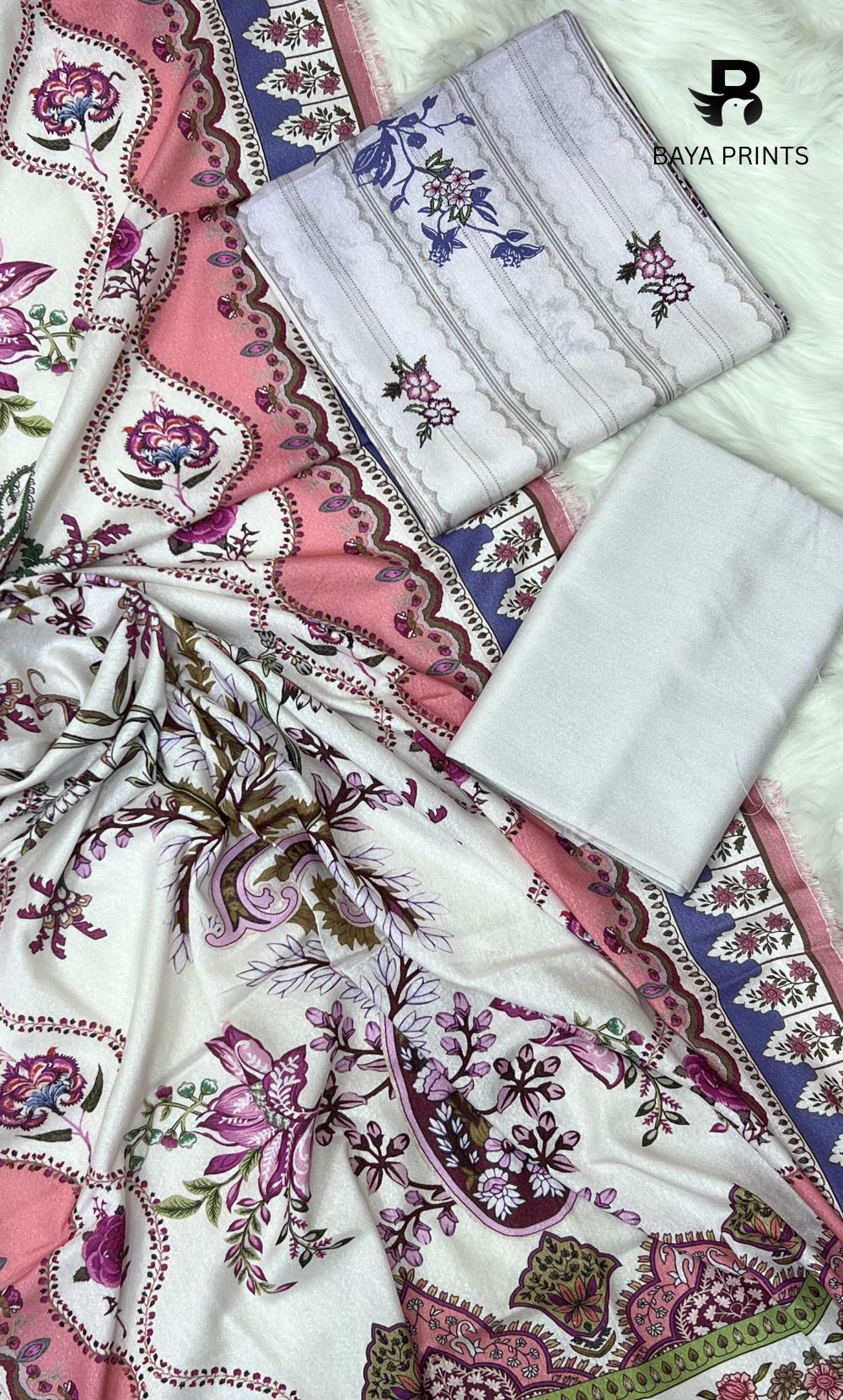 3 Piece Unstitched Karandi Suit BA-V5 007