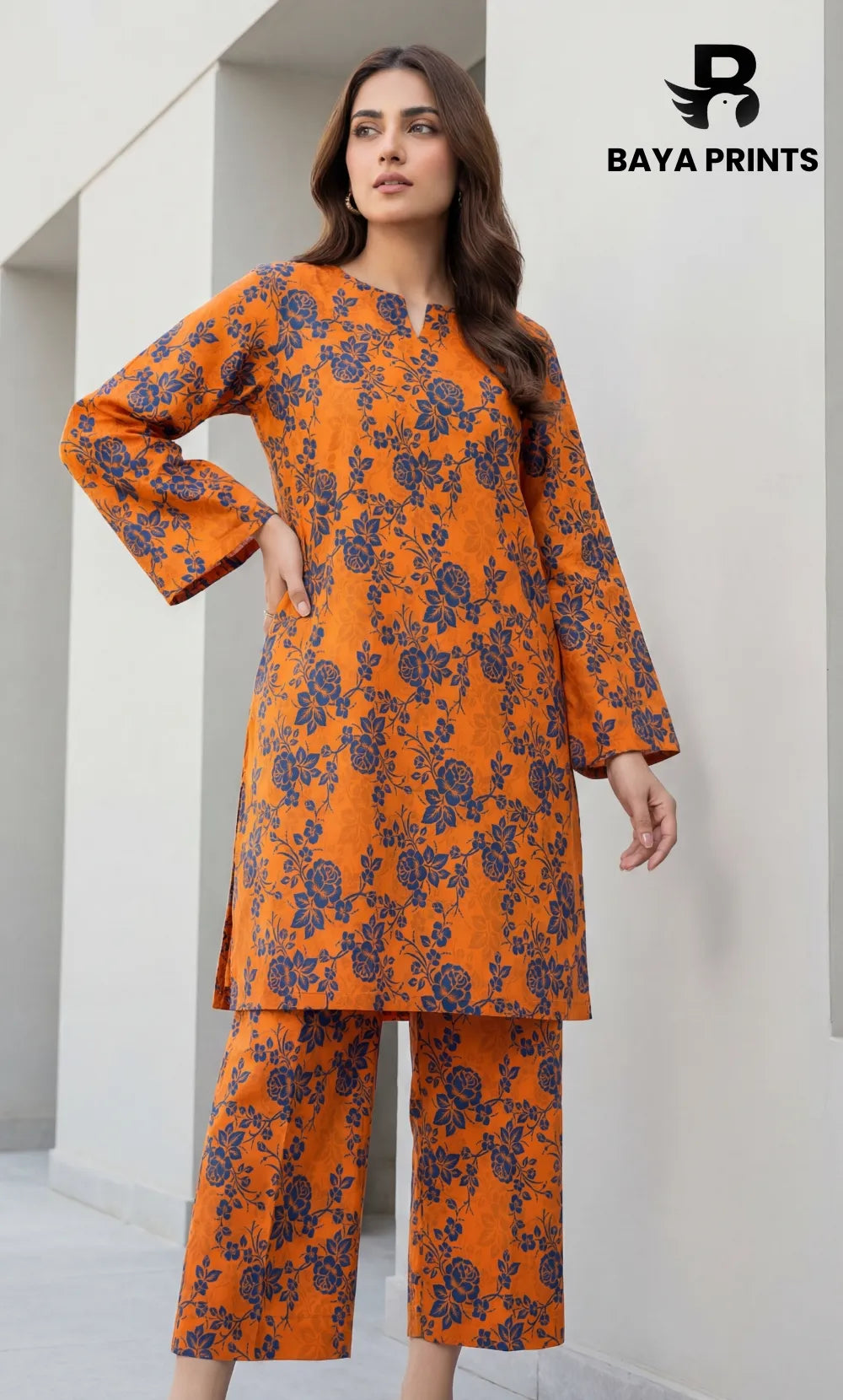 2PC Unstitched Printed Lawn Suit -Orlina