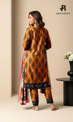 3 Piece Unstitched Printed Doria Viscose Suit with Bamber Dupatta BA-V7-009