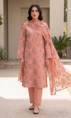 3PC Embroidered Unstitched Lawn Suit | Nafasat