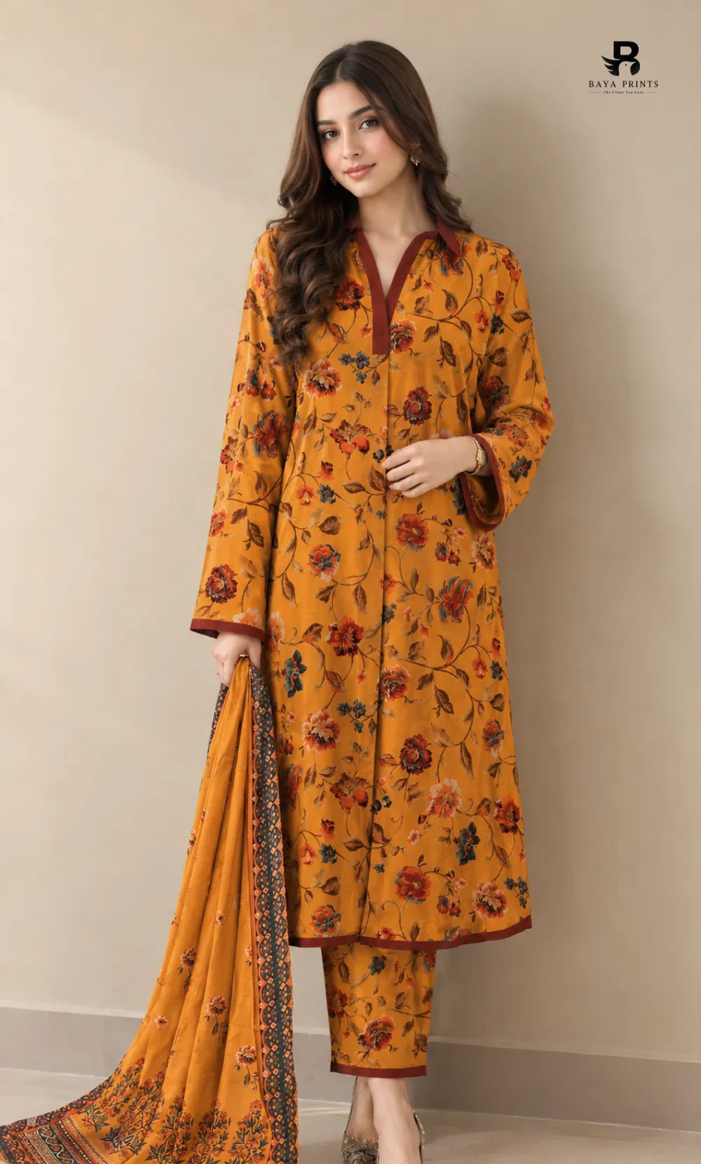 3PC Premium Linen Unstitched   -BA-SL-08