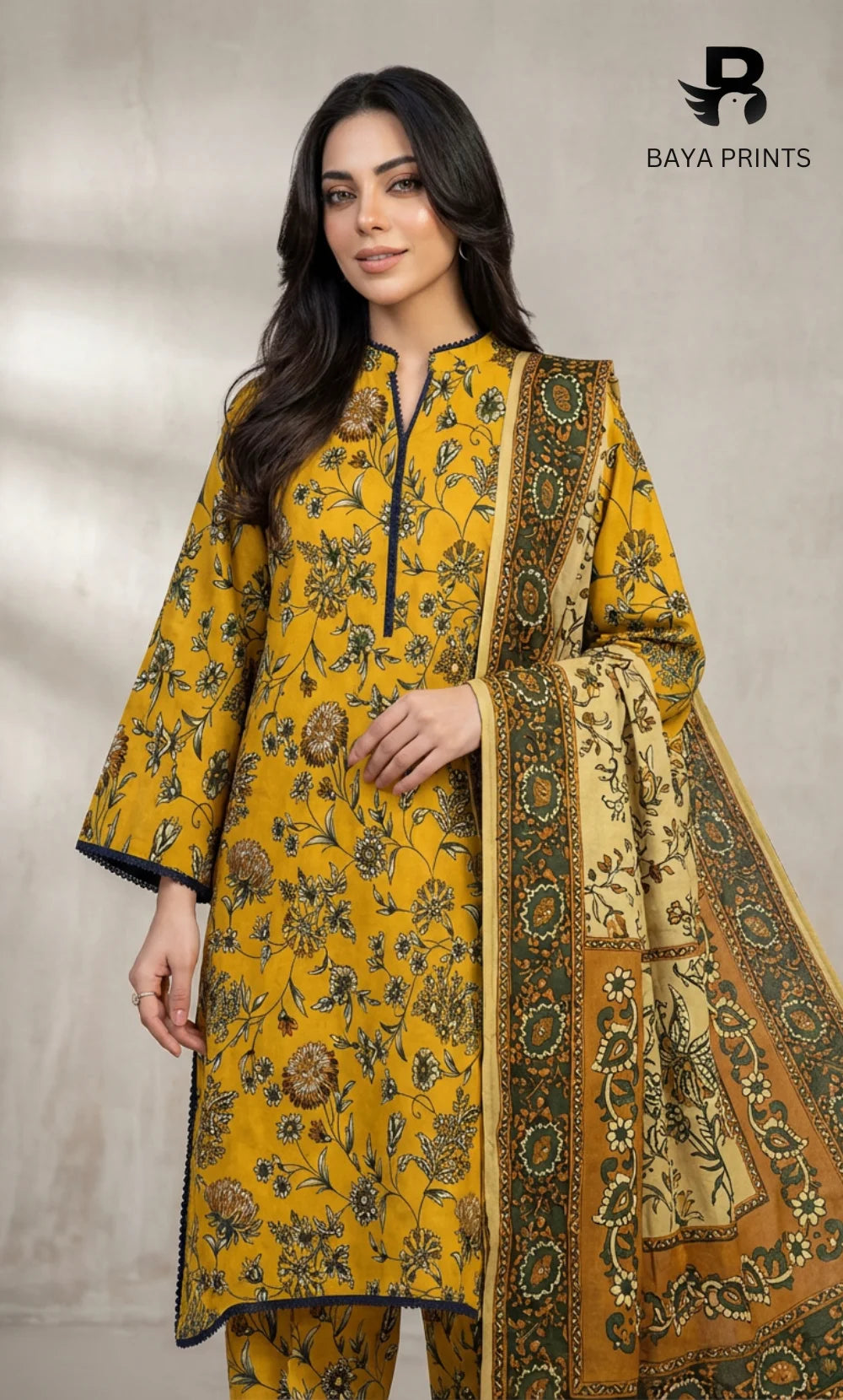 3 Piece Unstitched Printed Lawn Suit -BA-V9