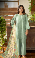 3PC Luxury Embroidered Unstitched Lawn Suit - ZED-V3-03