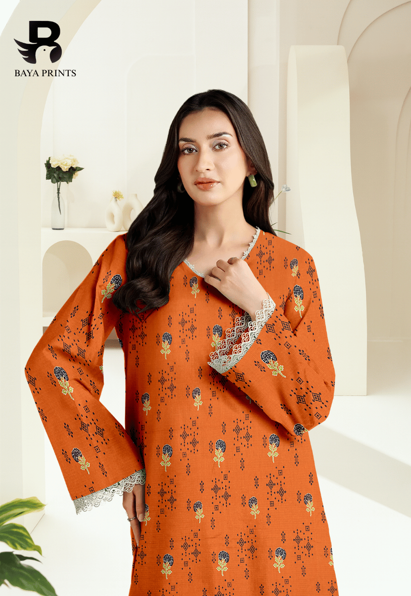 3 Piece Unstitched Printed Doria Linen  Suit  - BA-V3-001