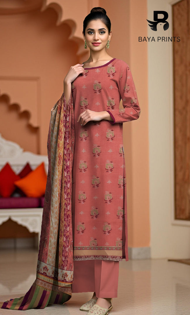 3 Piece Unstitched Karandi Suit BA-V8-04 Hover Image
