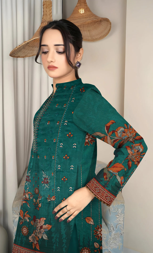 3PC Embroidered Unstitched Lawn Suit - NA-V1-08 Main Image