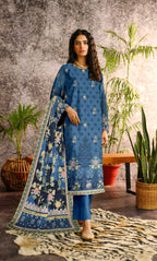 3 Piece Unstitched Premium Lawn Suit- PD-09