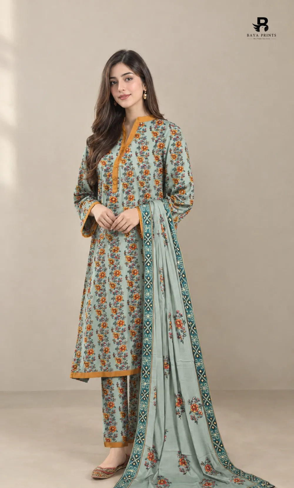 3PC Premium Linen Unstitched   BA-SL-09