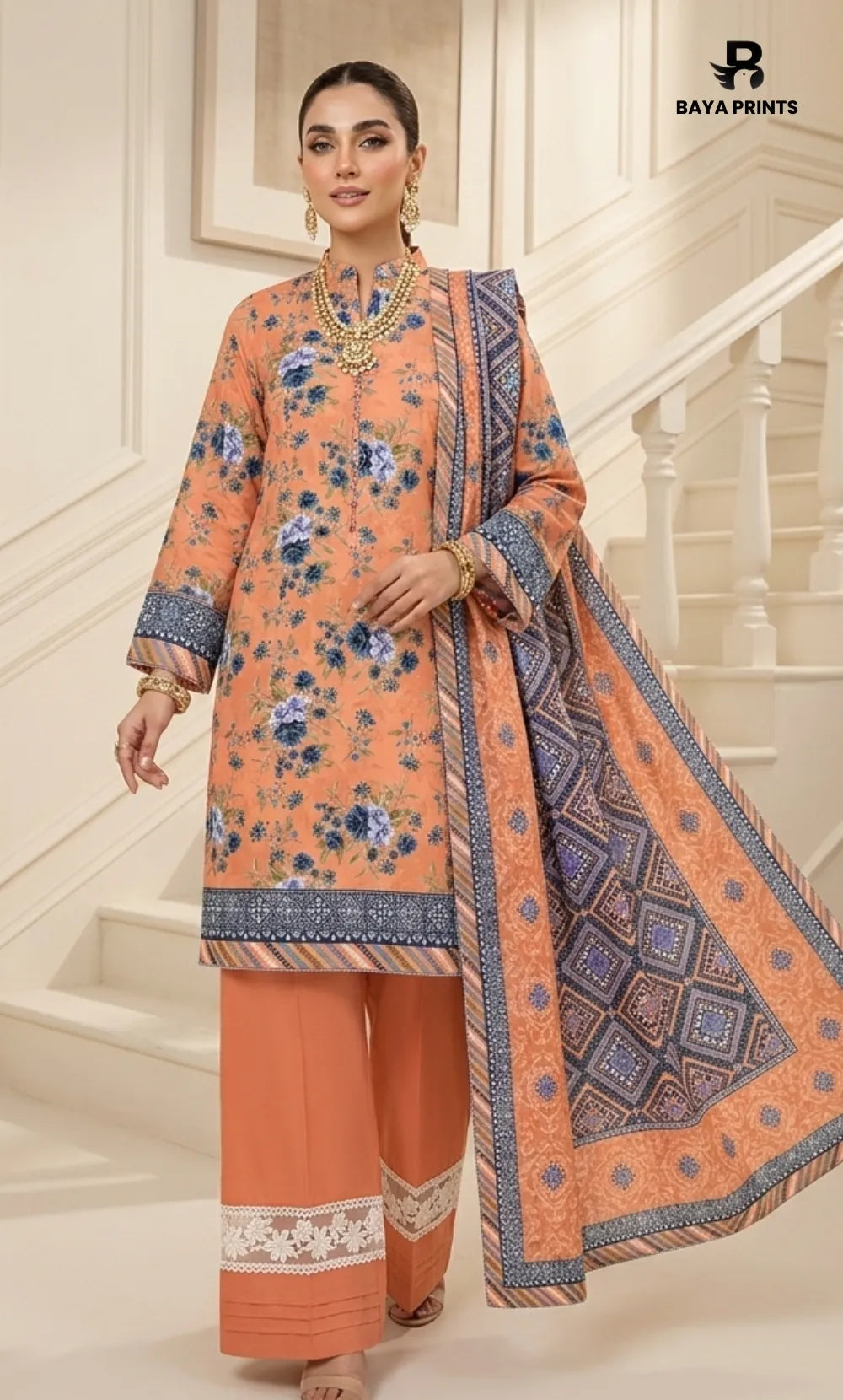 3PC Printed Lawn | Unstitched | BA-V25