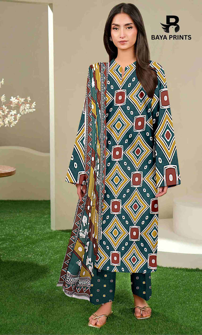 3 Piece Unstitched Printed Lawn Suit -BP-V24-5 Hover Image