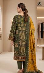3PC Printed Linen | Unstitched | BA-V2-03
