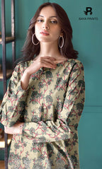 2-Piece Unstitched Dhanak Printed Suit with Embroidered Border-DE-V1-21