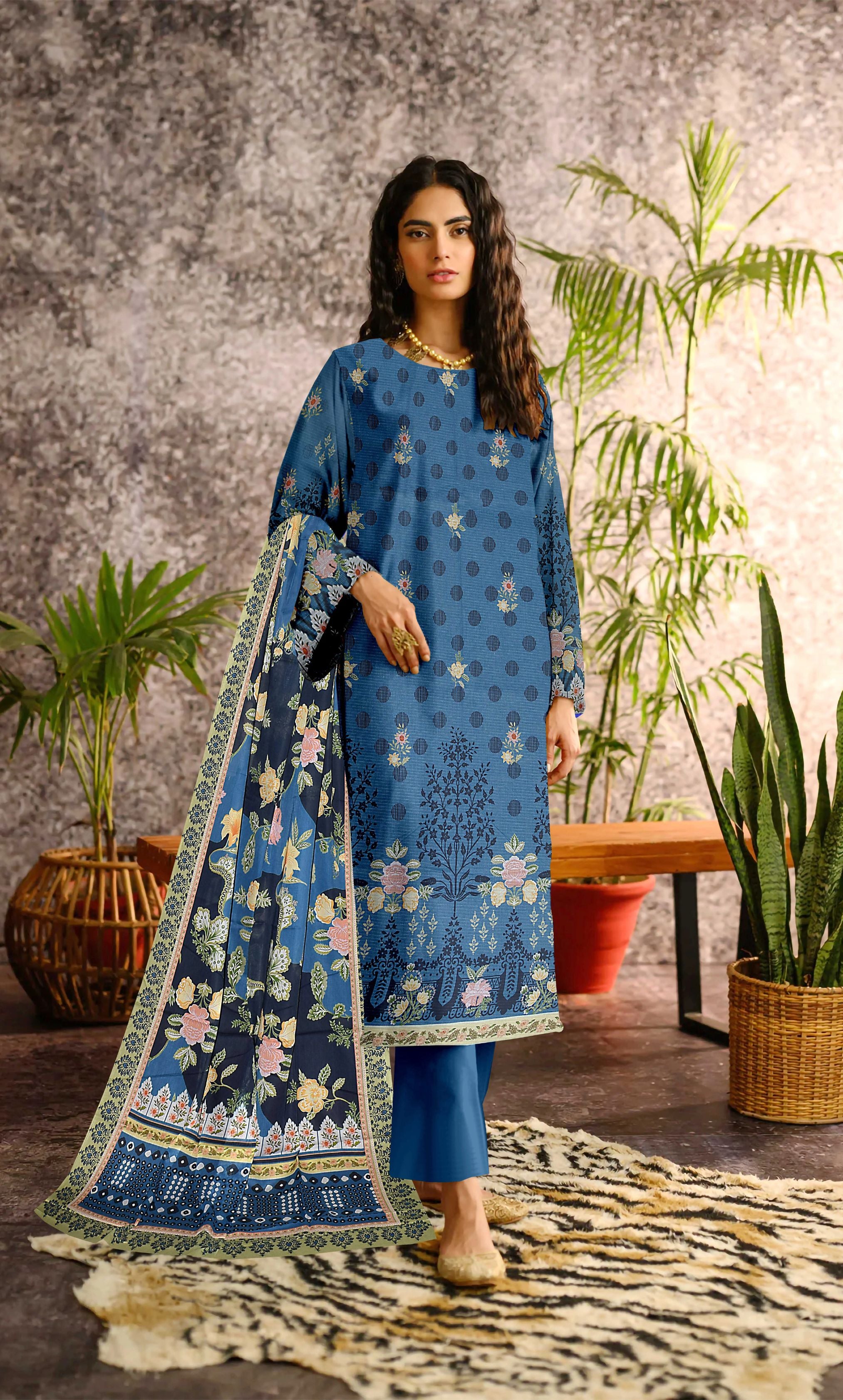 3 Piece Unstitched Printed Lawn  Suit | Tye & Dye V2-08