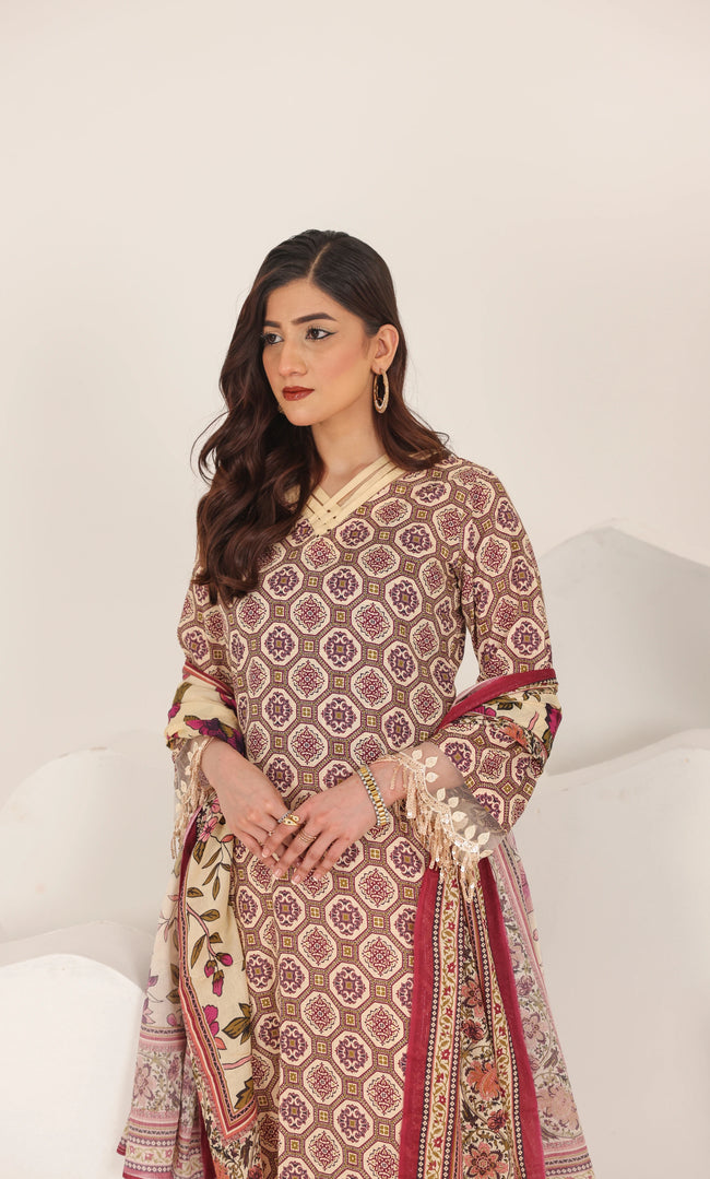 3 Piece Printed Unstitched Lawn Suit | SE-A-03 Main Image