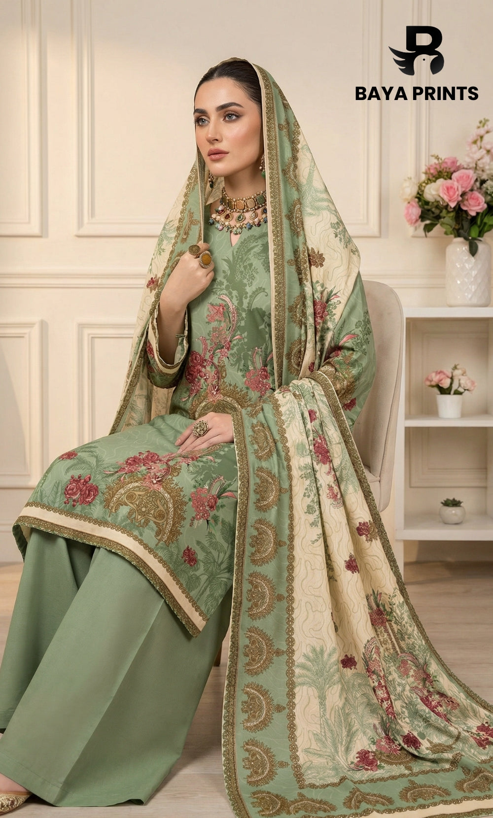 3 Piece Unstitched Lawn Suit -V-20-B-01