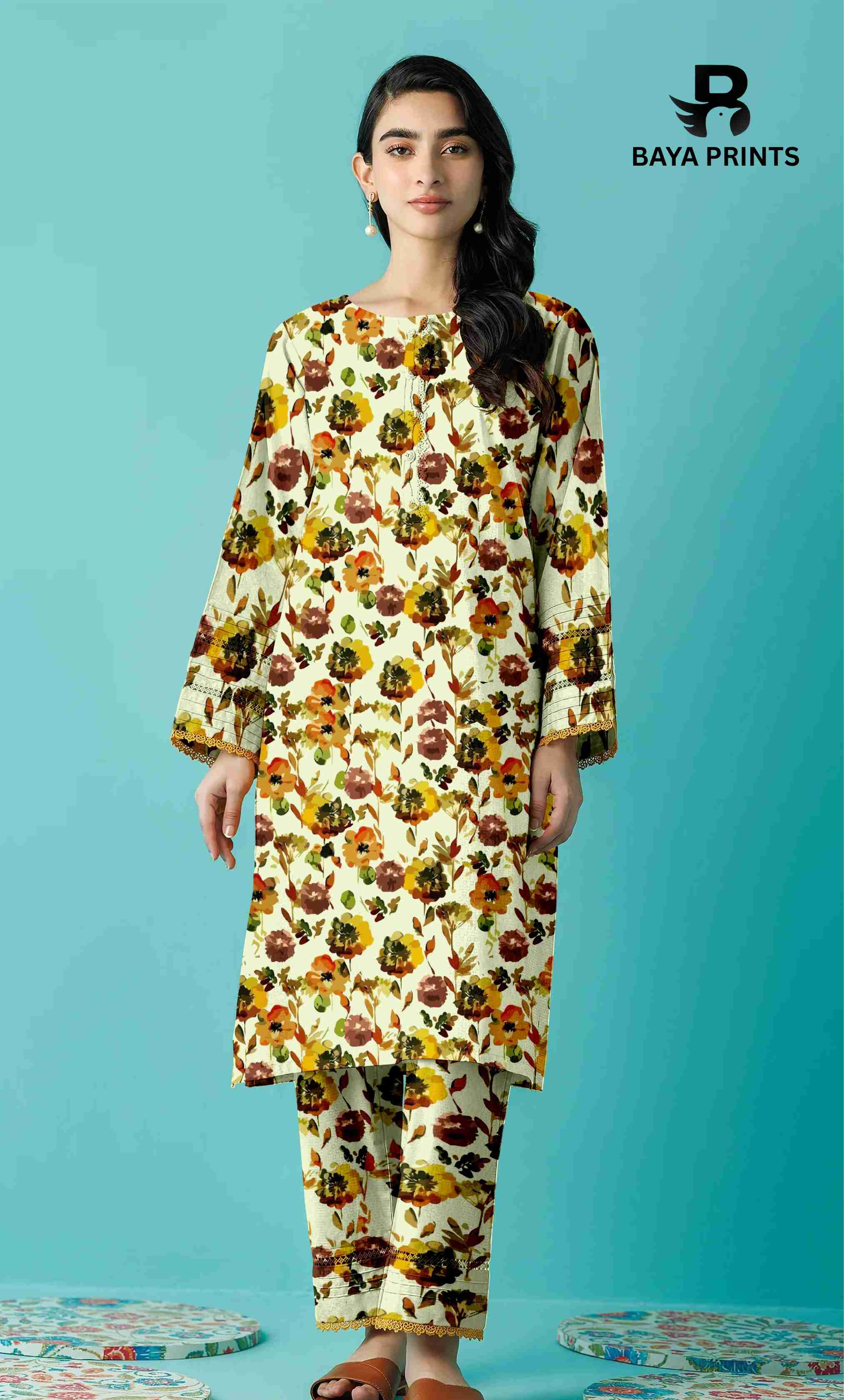 2PC Unstitched Printed Lawn Suit - BA-V7-01