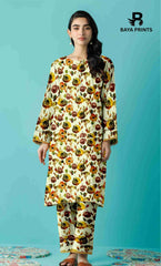 2PC Unstitched Printed Lawn Suit - BA-V7-01