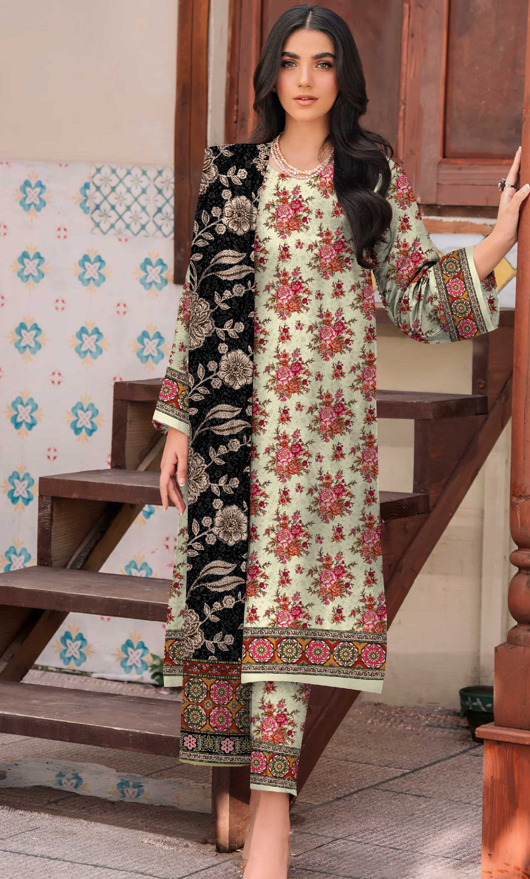 3 Piece Printed Unstitched Lawn Suit | BA-VOL-10-09