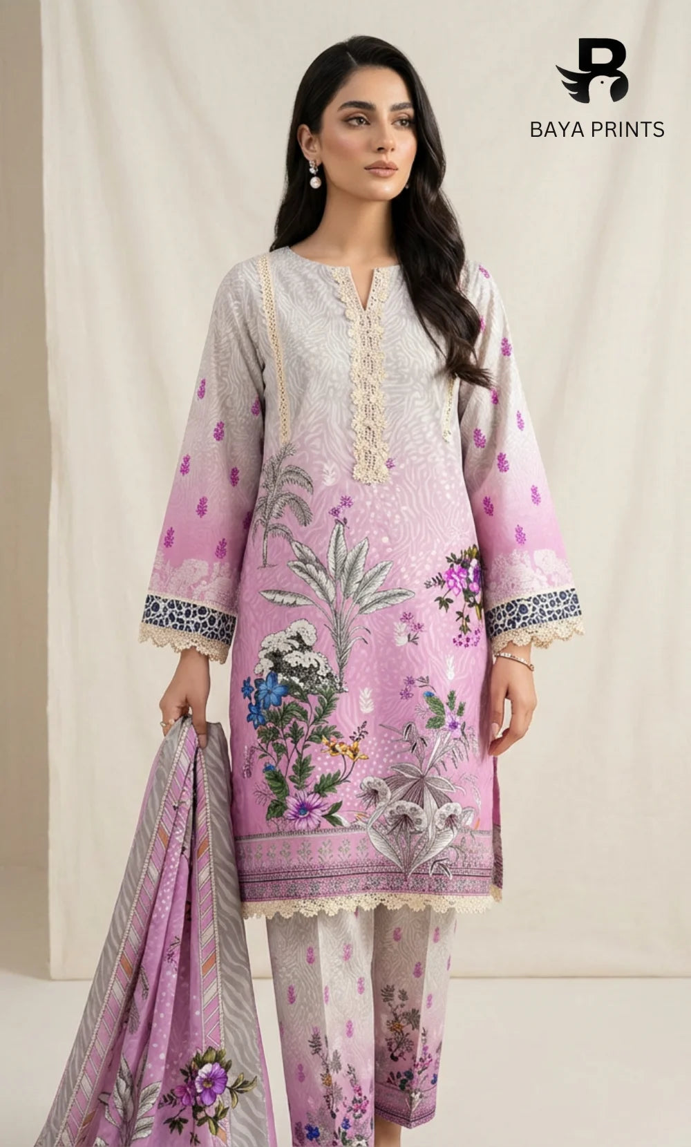 Classic Aura -3PC Printed Lawn | Unstitched