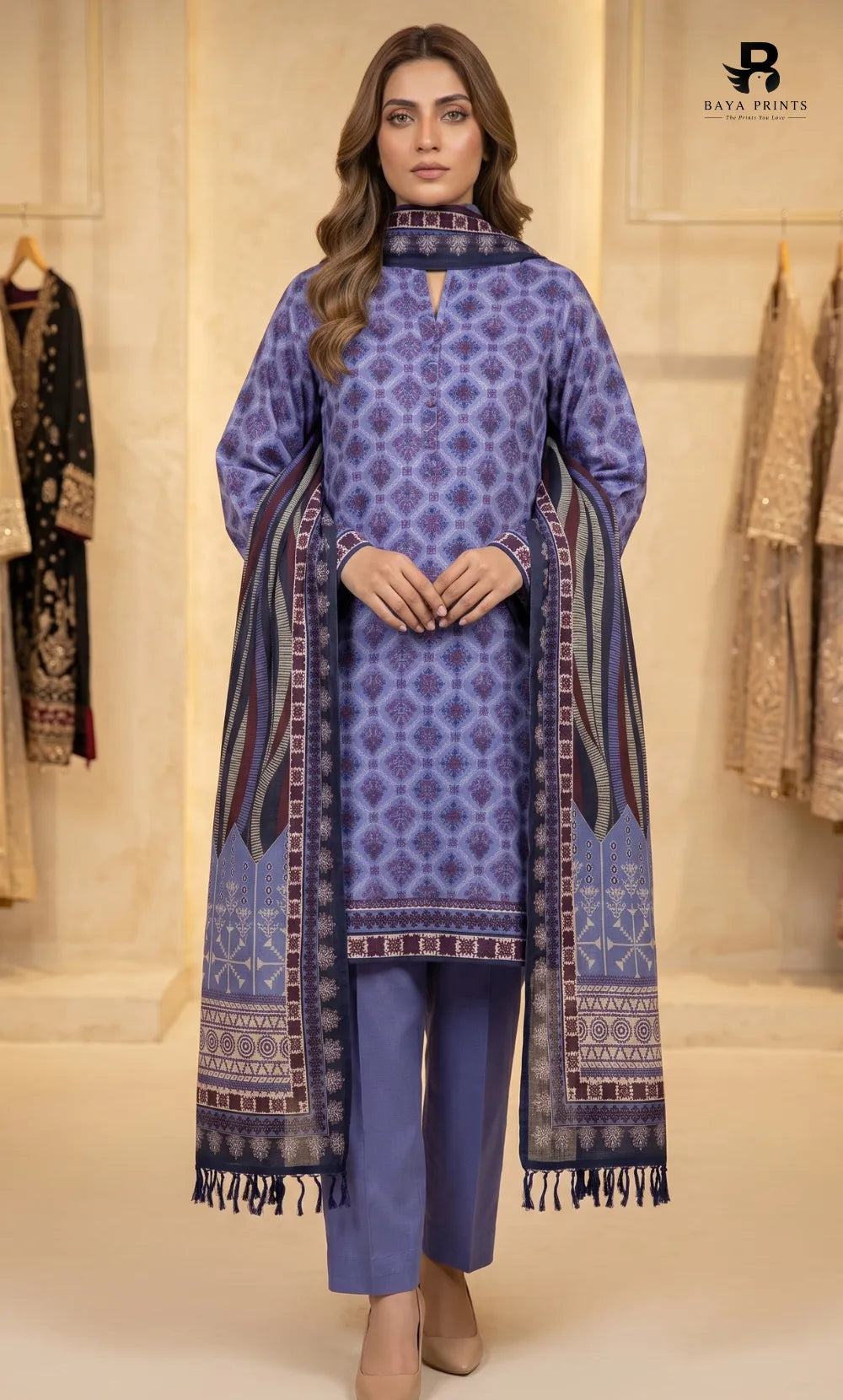 3PC Printed Karandi | Unstitched | BA-V1-05
