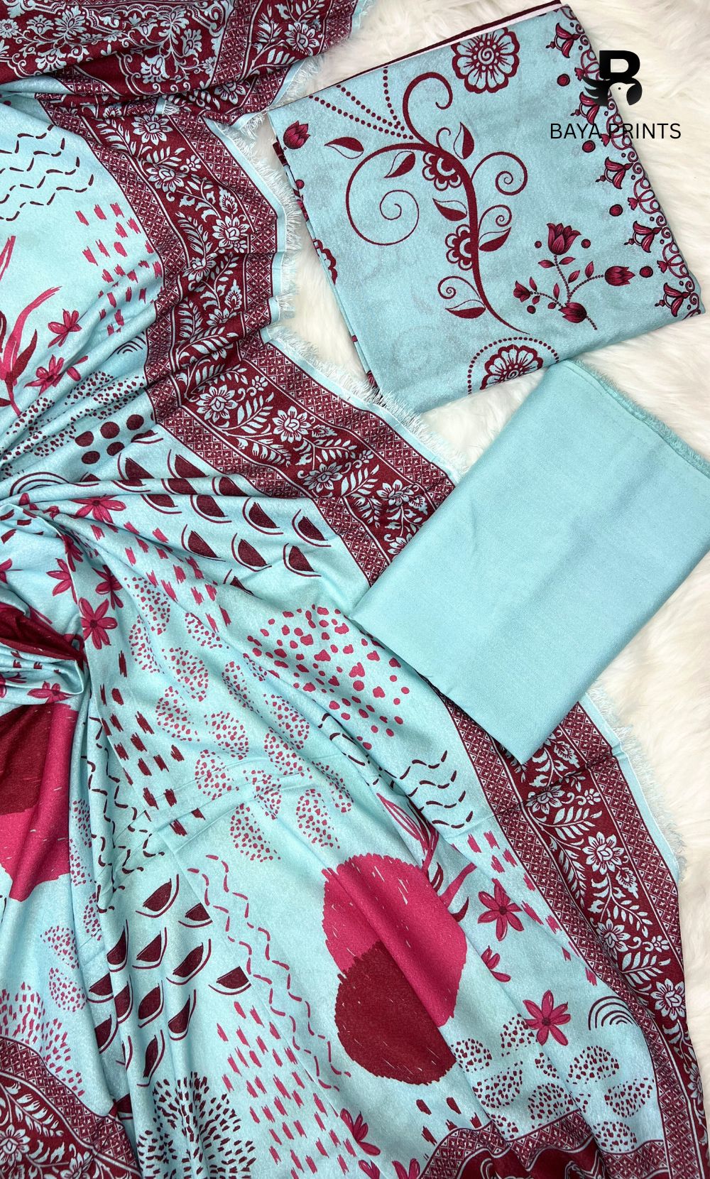 3 Piece Unstitched Karandi Suit BA-V6 005