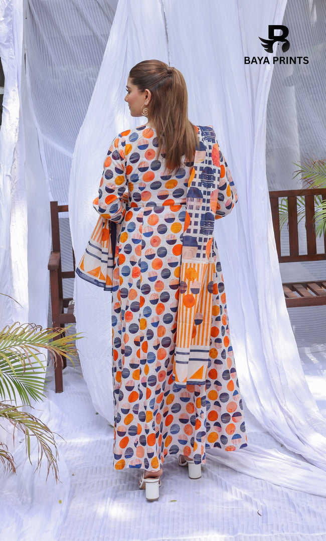 3 Piece Unstitched Printed Lawn Suit -BA-V25-1 Main Image