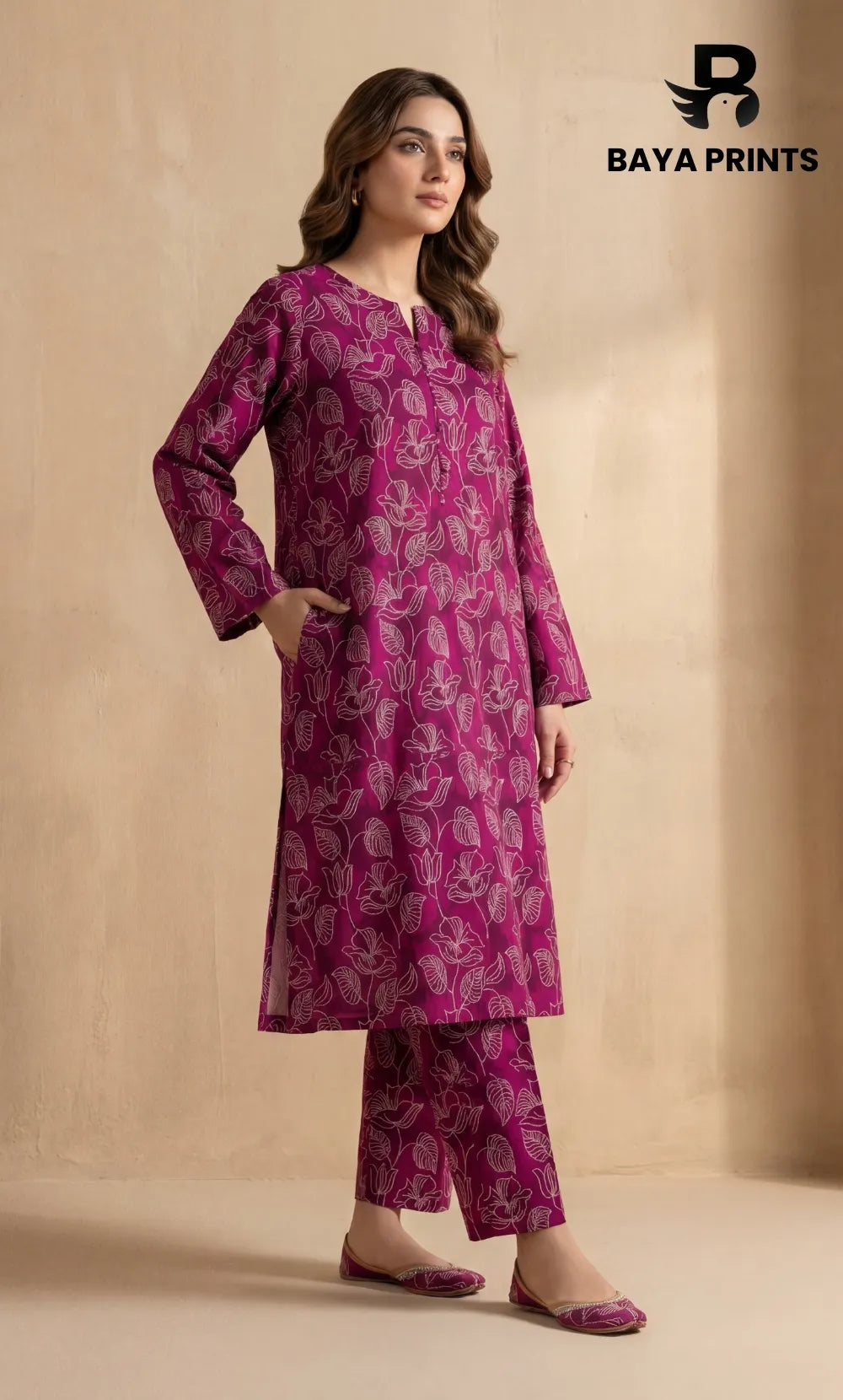 2PC Unstitched Printed Lawn Suit -Orlina