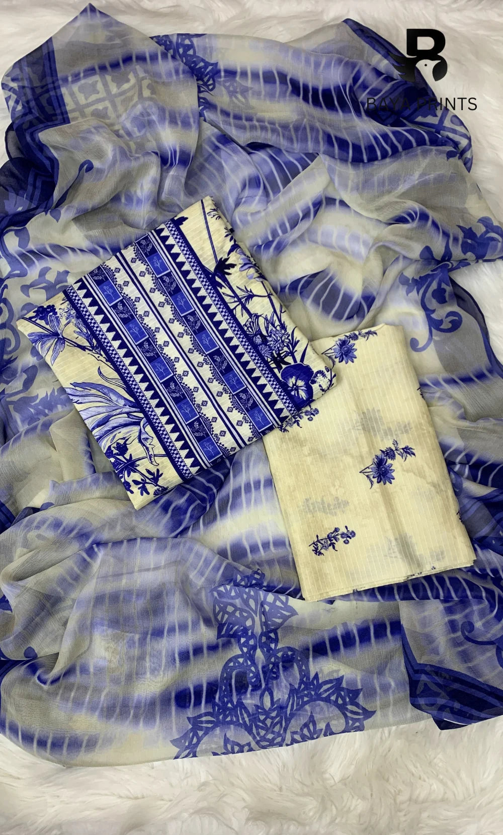 3 Piece Unstitched Printed Viscose Suit-BA-V7