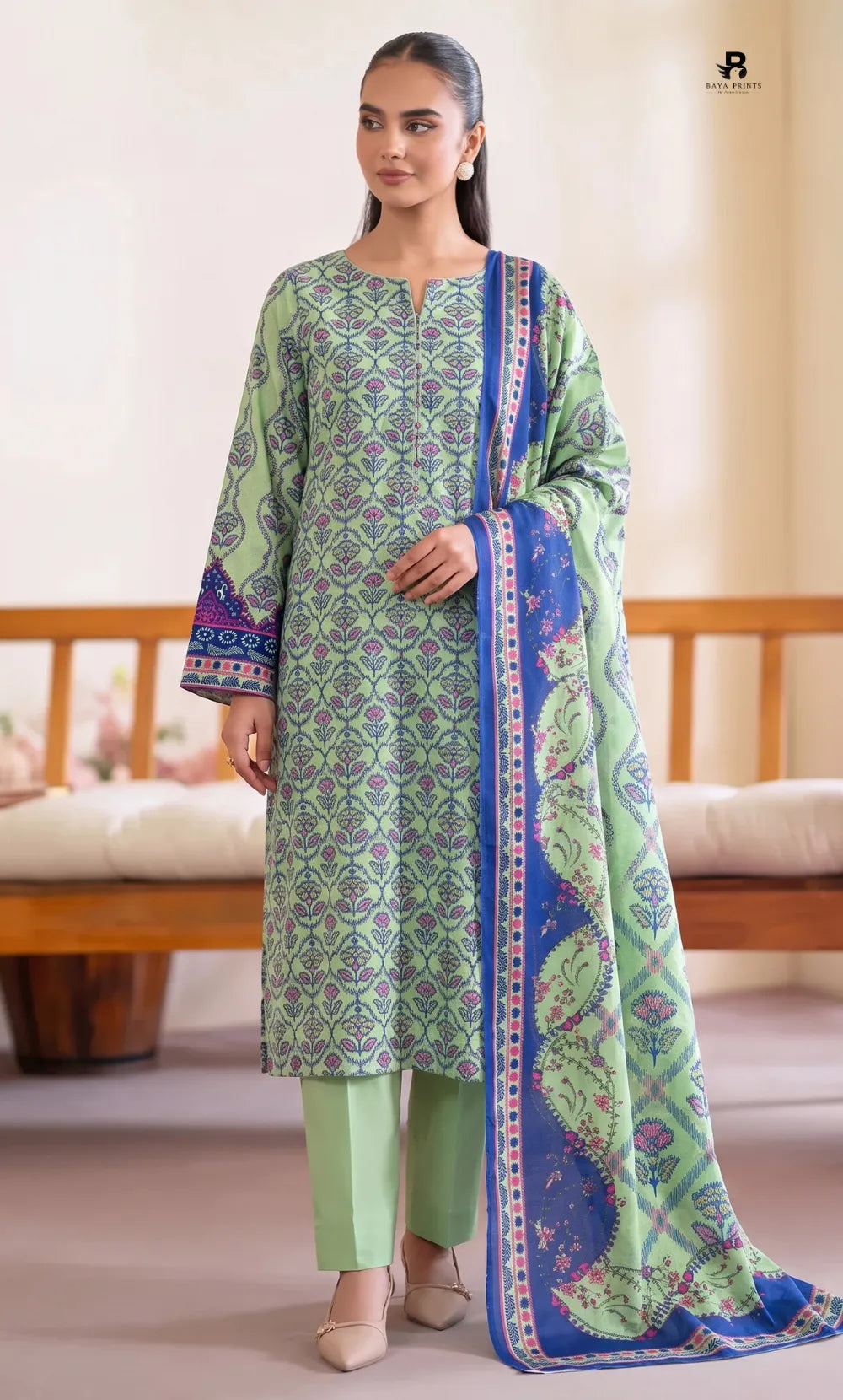 3PC Printed Karandi | Unstitched | BA-V3