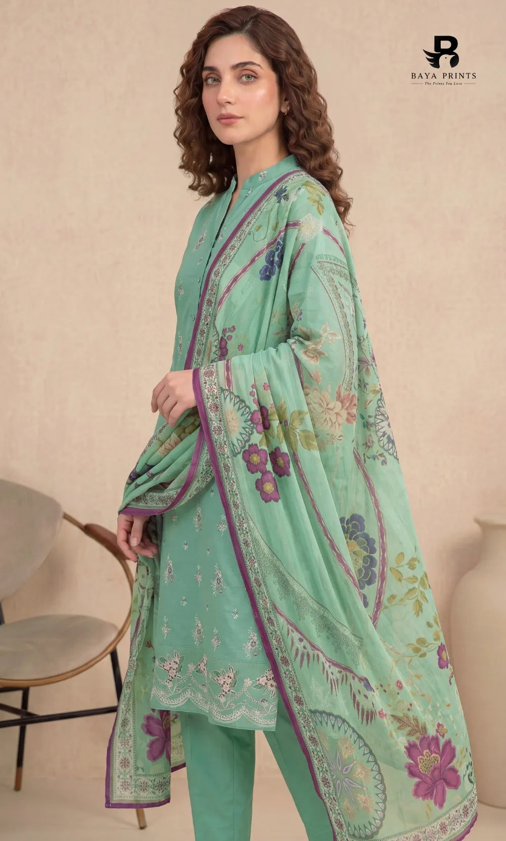 3-Piece | Unstitched Luxury Embroidered Lawn Suit | Nayab